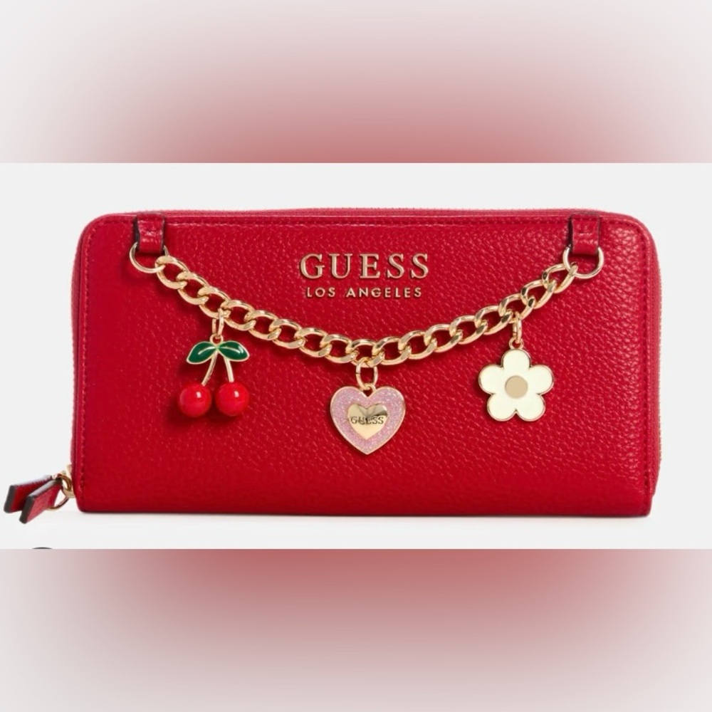 NEW W/ TAG Guess Red Wallet with Charm Accents